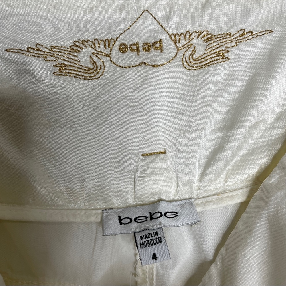 flowy white Bebe wide leg creamcolored cargo pants - Picture 5 of 5